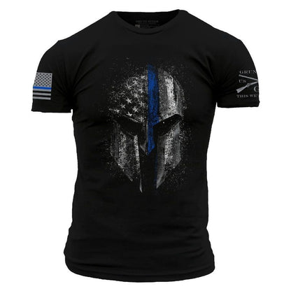 Grunt Style Blue Line Spartan T-Shirt - Black