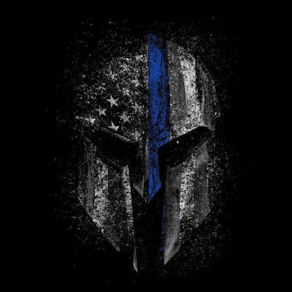 Grunt Style Blue Line Spartan T-Shirt - Black