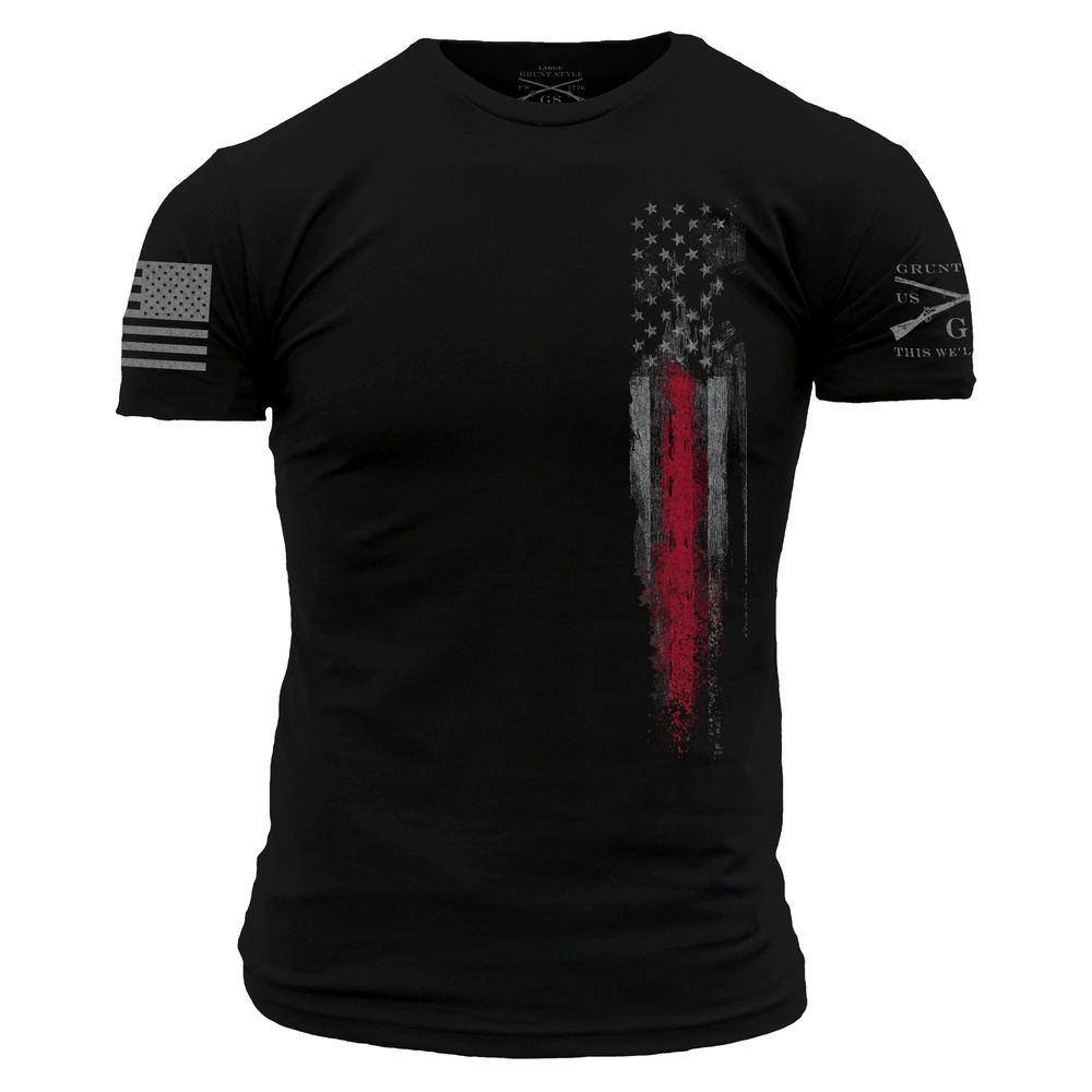 Grunt Style Thin Red Line Flag Shirts | Red Line Flag Graphic Tee