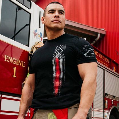 Grunt Style Thin Red Line Flag Shirts | Red Line Flag Graphic Tee